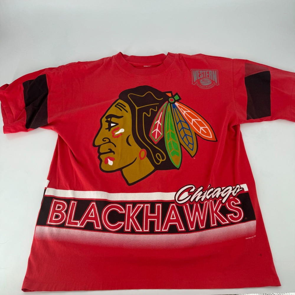 Chicago Blackhawks 1994 Salem NHL Hockey T Shirt‎ Men's Red Graphic Tee